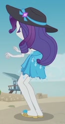 Size: 1100x2100 | Tagged: safe, imported from derpibooru, screencap, rarity, aww... baby turtles, equestria girls, equestria girls series, beach, clothes, cropped, female, flip-flops, hat, legs, sandals, sarong, solo, sun hat, swimsuit