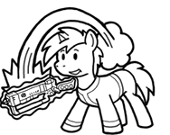 Size: 188x150 | Tagged: safe, artist:crazyperson, imported from derpibooru, pony, unicorn, fallout equestria, fallout equestria: commonwealth, black and white, clothes, energy weapon, fanfic, fanfic art, generic pony, glowing horn, grayscale, grin, gun, hooves, horn, jumpsuit, laser rifle, levitation, magic, magical energy weapon, monochrome, picture for breezies, simple background, smiling, solo, telekinesis, transparent background, vault suit, weapon