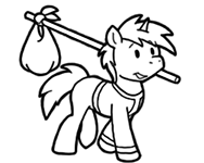 Size: 188x150 | Tagged: safe, artist:crazyperson, imported from derpibooru, pony, unicorn, fallout equestria, fallout equestria: commonwealth, bindle, black and white, fanfic art, generic pony, grayscale, knapsack, monochrome, picture for breezies, simple background, transparent background, walking