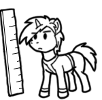 Size: 150x147 | Tagged: safe, artist:crazyperson, imported from derpibooru, pony, unicorn, fallout equestria, fallout equestria: commonwealth, black and white, fanfic art, frown, generic pony, grayscale, monochrome, picture for breezies, ruler, simple background, transparent background