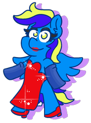 Size: 700x950 | Tagged: safe, artist:threetwotwo32232, imported from derpibooru, oc, oc:davy, pegasus, pony, clothes, crossdressing, dress, evening gloves, gloves, high heels, lipstick, long gloves, male, shoes