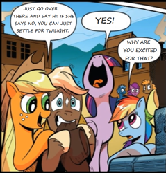 Size: 747x780 | Tagged: safe, artist:andypriceart, edit, editor:symphonic sync, idw, imported from derpibooru, applejack, rainbow dash, twilight sparkle, alicorn, spoiler:comic25, comics, twilight sparkle (alicorn)