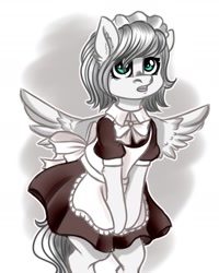 Size: 1134x1417 | Tagged: artist needed, safe, imported from derpibooru, oc, oc only, oc:light knight, pegasus, pony, bipedal, clothes, cute, female, looking at you, maid, mare, solo