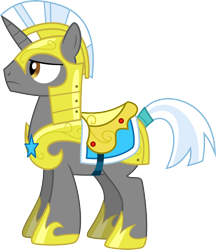Size: 5186x6000 | Tagged: safe, artist:chainchomp2, imported from derpibooru, pony, unicorn, the crystal empire, .svg available, absurd resolution, armor, helmet, hoof shoes, male, royal guard, royal guard armor, saddle, simple background, solo, stallion, tack, tail wrap, transparent background, unicorn royal guard, vector