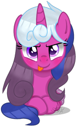 Size: 794x1310 | Tagged: safe, artist:leanne264, imported from derpibooru, oc, oc only, oc:colli, alicorn, pony, female, mare, prone, solo, tongue out