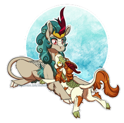 Size: 1474x1463 | Tagged: safe, artist:inuhoshi-to-darkpen, imported from derpibooru, autumn blaze, rain shine, kirin, sounds of silence, :p, awwtumn blaze, cloven hooves, colored hooves, cute, duo, female, prone, quadrupedal, shineabetes, silly, simple background, slit eyes, slit pupils, sploot, tongue out, transparent background