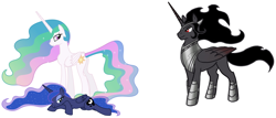 Size: 2086x890 | Tagged: safe, imported from derpibooru, king sombra, princess celestia, princess luna, alicorn, pony, alicornified, alternate universe, armor, bedroom eyes, celestibra, celumbra, covered cutie mark, crown, cutie mark, ethereal mane, female, good king sombra, group sex, hidden cutie mark, hoof shoes, implied celestibra, implied celumbra, implied lumbra, implied polyamory, implied shipping, jewelry, king sombra gets all the mares, large wings, long horn, looking at each other, looking back, lucky bastard, lumbra, lust, majestic, male, mane, mare, missing accessory, mysterious, nudity, ot3, peytral, polyamory, prone, race swap, regal, regalia, romance, royal sisters, royalty, secret, seduction, seductive, seductive look, seductive pose, serious, serious face, shipping, smiling, sombracorn, stallion, starry mane, stoic, story included, straight, stripping, stupid sexy sombra, trio, undressed, when he smiles, wings