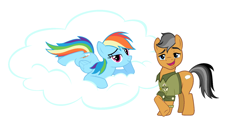 Size: 1608x898 | Tagged: safe, edit, editor:proto29, imported from derpibooru, quibble pants, rainbow dash, pegasus, pony, cloud, female, male, quibbledash, shipping, stallion, straight