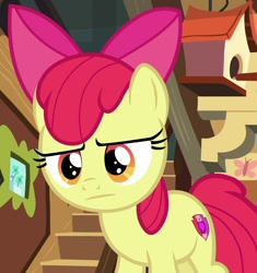 Size: 1012x1078 | Tagged: safe, edit, edited screencap, imported from derpibooru, screencap, apple bloom, pony, marks for effort, :|, cropped, female, funny face, solo, unimpressed