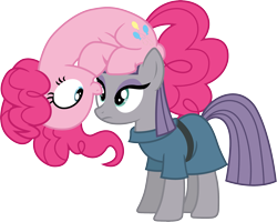 Size: 2233x1787 | Tagged: safe, artist:davidsfire, imported from derpibooru, maud pie, pinkie pie, earth pony, pony, clothes, female, looking at each other, mare, pinkie being pinkie, simple background, sister, transparent background, vector