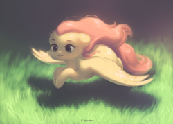 Size: 2580x1852 | Tagged: safe, artist:katputze, imported from derpibooru, fluttershy, pegasus, pony, butt fluff, cheek fluff, cute, female, floppy ears, fluffy, flying, grass, mare, shadow, shoulder fluff, shyabetes, smiling, solo, spread wings, windswept mane, wing fluff, wings