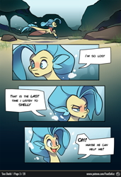 Size: 873x1280 | Tagged: safe, artist:kez, imported from derpibooru, princess skystar, seapony (g4), comic:sea shells, my little pony: the movie, comic, lost, underwater