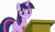Size: 6600x3800 | Tagged: safe, artist:tomfraggle, edit, imported from derpibooru, twilight sparkle, pony, unicorn, the cutie re-mark, cute, female, looking at you, podium, simple background, smiling, solo, transparent background, twiabetes, unicorn twilight, vector, wingless, wingless edit