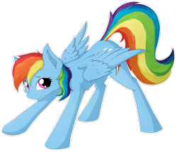 Size: 1000x854 | Tagged: safe, artist:wolfypon, imported from derpibooru, rainbow dash, pegasus, pony, backwards cutie mark, female, looking at you, mare, simple background, smiling, solo, transparent background