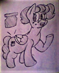 Size: 350x430 | Tagged: safe, artist:midday sun, imported from derpibooru, oc, oc:two tone, pegasus, pony, female, lineart, lowres, mare, monochrome, simple background, traditional art