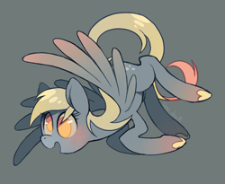 Size: 1280x1048 | Tagged: safe, artist:sony-shock, imported from derpibooru, derpy hooves, pegasus, pony, colored wings, cute, derpabetes, female, flying, gradient hooves, gradient wings, gray background, mare, no pupils, open mouth, simple background, solo