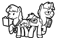 Size: 225x150 | Tagged: safe, imported from derpibooru, pony, fallout equestria, fallout equestria: commonwealth, doctor, fanfic art, head mirror, picture for breezies