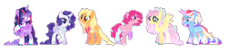 Size: 2416x559 | Tagged: safe, artist:anisa-mlp222, imported from derpibooru, applejack, fluttershy, pinkie pie, rainbow dash, rarity, twilight sparkle, alicorn, pony, alternate design, clothes, mane six, simple background, socks, transparent background, twilight sparkle (alicorn)