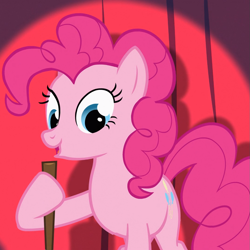 Size: 1079x1080 | Tagged: safe, imported from derpibooru, screencap, pinkie pie, pony, baby cakes, broom, caption, cropped, curtain, curtains, image macro, meme, meme template, template, text