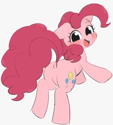 Size: 918x1013 | Tagged: safe, artist:manachaaaaaaaa, imported from derpibooru, pinkie pie, pony, balloonbutt, butt, cute, diapinkes, dock, featureless crotch, female, looking back, mare, plot, solo