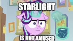 Size: 250x141 | Tagged: safe, edit, edited screencap, imported from derpibooru, screencap, starlight glimmer, pony, marks for effort, season 8, spoiler:s08, :i, caption, chocolate, empathy cocoa, faic, female, floppy ears, food, glowing horn, hot chocolate, i mean i see, image macro, marshmallow, meme, mug, solo, starlight glimmer is not amused, starlight is not amused, text, unamused