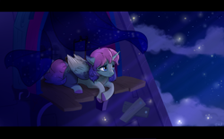 Size: 2900x1800 | Tagged: safe, artist:rutkotka, imported from derpibooru, oc, oc only, oc:nebula, alicorn, pony, alicorn oc, colored hooves, female, mare, night, solo