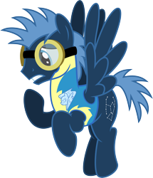 Size: 5157x6000 | Tagged: safe, artist:chainchomp2, imported from derpibooru, star hunter, pegasus, pony, wonderbolts academy, absurd resolution, background pony, clothes, flying, goggles, male, simple background, solo, stallion, transparent background, uniform, vector, wingpony badge, wonderbolt trainee uniform, worried