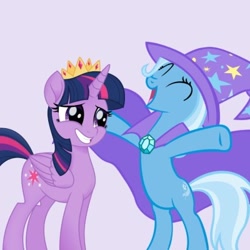 Size: 400x400 | Tagged: safe, edit, imported from derpibooru, trixie, twilight sparkle, alicorn, pony, female, lesbian, shipping, twilight sparkle (alicorn), twixie