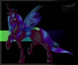 Size: 1024x854 | Tagged: safe, artist:toxicartiststudio, imported from derpibooru, queen chrysalis, changeling, changeling queen, antagonist, crown, fanart, fangs, female, jewelry, regalia, transparent wings, villainess, wings