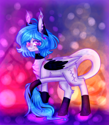 Size: 1963x2251 | Tagged: safe, artist:honeybbear, imported from derpibooru, oc, oc only, oc:beatz, pegasus, pony, female, mare, solo, two toned wings