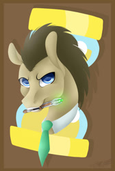Size: 1024x1525 | Tagged: safe, artist:toxicartiststudio, imported from derpibooru, doctor whooves, time turner, earth pony, pony, bust, crossover, doctor who, fanart, solo, sonic screwdriver, the doctor