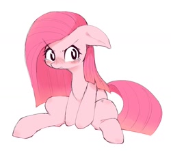 Size: 1446x1278 | Tagged: safe, artist:91o42, imported from derpibooru, pinkie pie, earth pony, pony, blushing, crying, female, floppy ears, mare, pinkamena diane pie, simple background, solo, white background