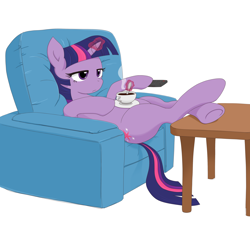 Size: 2568x2336 | Tagged: safe, artist:bushbuck93, imported from derpibooru, twilight sparkle, pony, unicorn, coffee, cup, drink, female, hooves, magic, mare, plate, raised hoof, simple background, solo, table, underhoof, unicorn twilight, white background