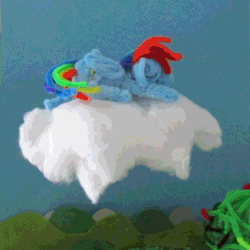 Size: 887x887 | Tagged: safe, artist:malte279, imported from derpibooru, rainbow dash, pony, animated, chenille, chenille stems, chenille wire, cloud, craft, female, gif, nap, pipe cleaner sculpture, pipe cleaners, sculpture, sleeping, stop motion
