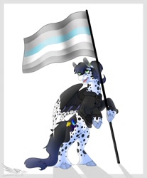 Size: 1062x1280 | Tagged: safe, artist:toxicartiststudio, imported from derpibooru, oc, oc:ink splatter, pony, commission, demiboy, demiboy pride flag, lgbt, nonbinary, pride, pride flag, ych example, ych result, your character here