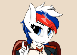 Size: 490x350 | Tagged: safe, artist:up1ter, imported from derpibooru, oc, oc:marussia, anthro, animated, clothes, eyebrow wiggle, gif, nation ponies, ponified, russia, solo, suit