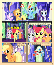 Size: 900x1080 | Tagged: safe, artist:lister-of-smeg, imported from derpibooru, apple bloom, applejack, diamond tiara, rainbow dash, rarity, scootaloo, sweetie belle, pony, comic:horkosworks, comic, cutie map, cutie mark crusaders