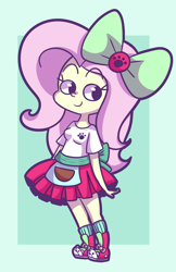 Size: 867x1341 | Tagged: safe, artist:typhwosion, imported from derpibooru, fluttershy, eqg summertime shorts, equestria girls, pet project, bow, converse, cute, female, hair bow, shoes, shyabetes, solo