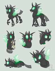 Size: 1076x1389 | Tagged: safe, artist:racingwolf, imported from derpibooru, oc, oc only, oc:scy, changeling, wolf, changeling oc, green changeling, plushie, ponysona, solo