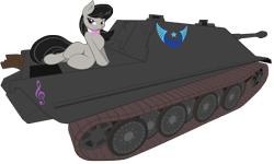 Size: 5000x2990 | Tagged: safe, artist:joey darkmeat, artist:stillstartrekn, edit, imported from derpibooru, octavia melody, pony, absurd resolution, cutie mark on vehicle, female, jagdpanther, new lunar republic, pose, smiling, solo, tank (vehicle), vector, world of tanks