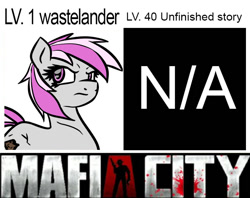 Size: 680x539 | Tagged: safe, artist:jetwave, imported from derpibooru, oc, oc:hired gun, pony, fallout equestria, fallout equestria: heroes, fanfic art, hilarious in hindsight, mafia city, meme