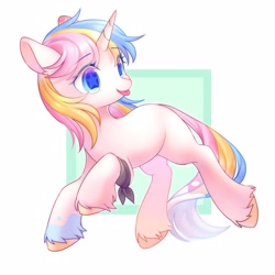 Size: 2500x2500 | Tagged: safe, artist:leafywind, imported from derpibooru, oc, oc only, pony, unicorn, abstract background, bandage, coat markings, colored hooves, colored pupils, cute, female, mare, ocbetes, silly, solo, starry eyes, tongue out, unshorn fetlocks, wingding eyes