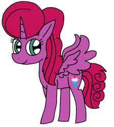 Size: 966x1080 | Tagged: safe, artist:徐詩珮, imported from derpibooru, oc, oc only, oc:betty pop, alicorn, pony, alicorn oc, female, magical lesbian spawn, next generation, offspring, parent:glitter drops, parent:tempest shadow, parents:glittershadow, simple background, smiling, solo, transparent background