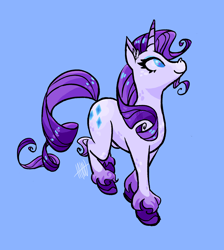 Size: 1260x1407 | Tagged: safe, artist:lalou, imported from derpibooru, rarity, pony, unicorn, blue background, cute, ear fluff, female, mare, no pupils, raribetes, signature, simple background, solo, starry eyes, unshorn fetlocks, wingding eyes