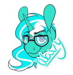 Size: 998x1028 | Tagged: safe, artist:xenovie, deleted from derpibooru, imported from derpibooru, oc, oc only, oc:wavy, pony, unicorn, bust, commission, glasses, hidden signature, portrait, simple background, solo, transparent background