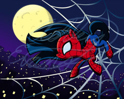 Size: 1024x820 | Tagged: safe, artist:smooth-criminal-13, imported from derpibooru, earth pony, pony, moon, night, obtrusive watermark, ponified, solo, spider web, spider-man, spider-mare, spider-pony, spider-woman, watermark