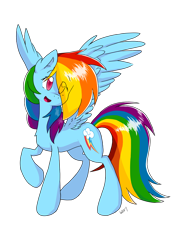 Size: 1838x2574 | Tagged: safe, artist:cynicalsonata, imported from derpibooru, rainbow dash, pegasus, pony, chest fluff, cute, dashabetes, eye clipping through hair, female, hair over one eye, no pupils, simple background, solo, white background