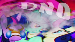 Size: 1280x720 | Tagged: safe, imported from derpibooru, bon bon, lyra heartstrings, sweetie drops, twilight sparkle, dank memes, deep fried meme, meme, op is a duck, quentin tarantino, shitposting