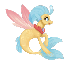 Size: 3500x3200 | Tagged: safe, artist:eeviart, imported from derpibooru, princess skystar, seapony (g4), my little pony: the movie, blue eyes, colored pupils, female, fin wings, fins, fish tail, freckles, jewelry, necklace, open mouth, pearl necklace, profile, signature, simple background, skyabetes, solo, transparent background, wings