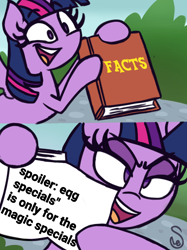 Size: 1080x1443 | Tagged: safe, artist:quarium edits, edit, imported from derpibooru, twilight sparkle, alicorn, equestria girls, spoiler:eqg specials, 2 panel comic, comic, ed edd n eddy, exploitable meme, female, meme, solo, twilight sparkle (alicorn), twilight's fact book